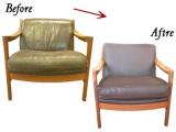 家具の再生・修理 皮張一人掛椅子　張替え